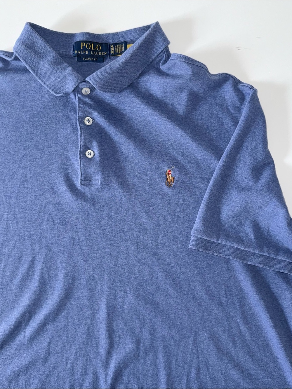 Polo Ralph Lauren Classic Fit Polo Shirt Men's XL Blue Cotton Flesh Pony